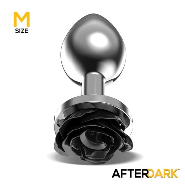 Plug Anal de Metal con Rosa Negra en la Base Talla M - Imagen 3