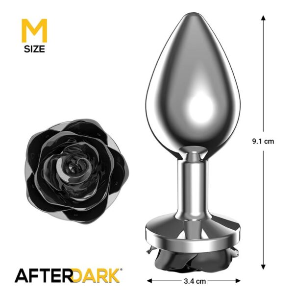 Plug Anal de Metal con Rosa Negra en la Base Talla M - Imagen 5