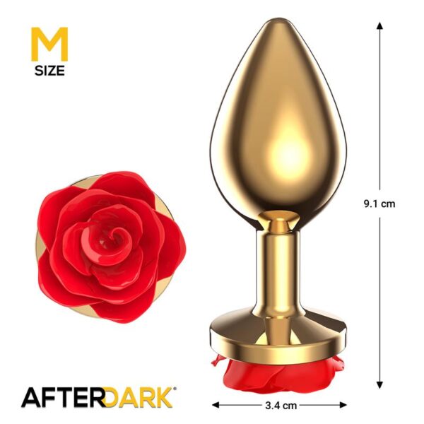 Plug Anal de Metal Dorado con Rosa Roja en la Base Talla M - Imagen 4