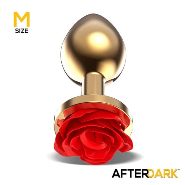 Plug Anal de Metal Dorado con Rosa Roja en la Base Talla M - Imagen 5