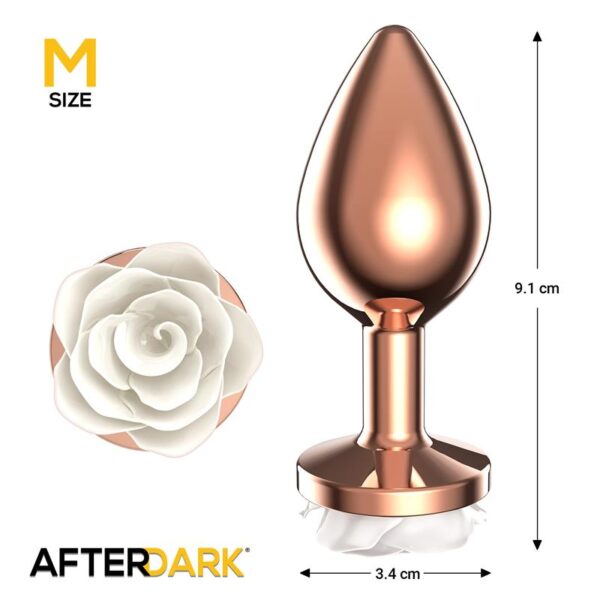 Plug Anal de Metal Oro Rosa con Rosa Blanca en la Base Talla M - Imagen 5