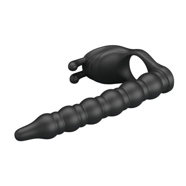 Blackney Anillo Vibrador con Plug Silicona Negro - Imagen 3