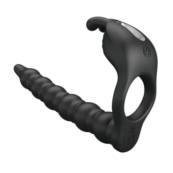 Blackney Anillo Vibrador con Plug Silicona Negro - Imagen 4