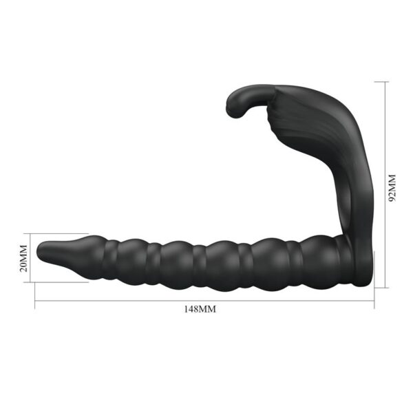 Blackney Anillo Vibrador con Plug Silicona Negro - Imagen 6