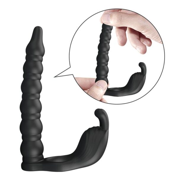 Blackney Anillo Vibrador con Plug Silicona Negro - Imagen 8