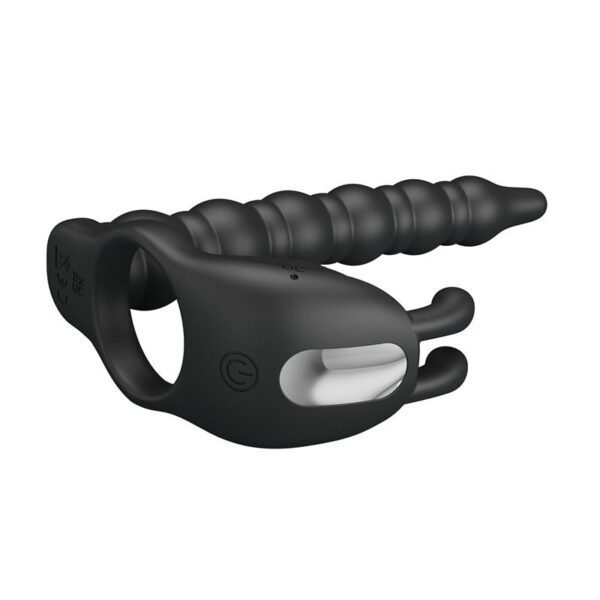 Blackney Anillo Vibrador con Plug Silicona Negro - Imagen 10