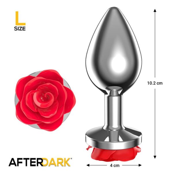 Plug Anal de Metal con Rosa Roja en la Base Talla L - Imagen 3