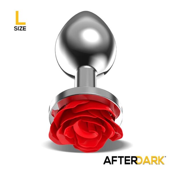 Plug Anal de Metal con Rosa Roja en la Base Talla L - Imagen 4