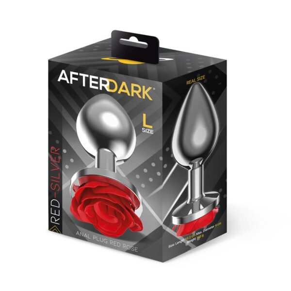 Plug Anal de Metal con Rosa Roja en la Base Talla L - Imagen 5