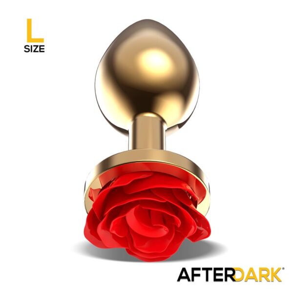 Plug Anal de Metal Dorado con Rosa Roja en la Base Talla L - Imagen 4