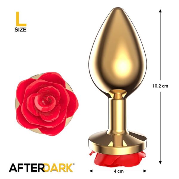 Plug Anal de Metal Dorado con Rosa Roja en la Base Talla L - Imagen 5