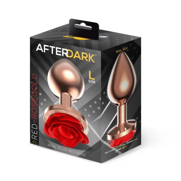 Rose Plug Anal Oro Rosa Base de Rosa Roja Talla L - Imagen 4