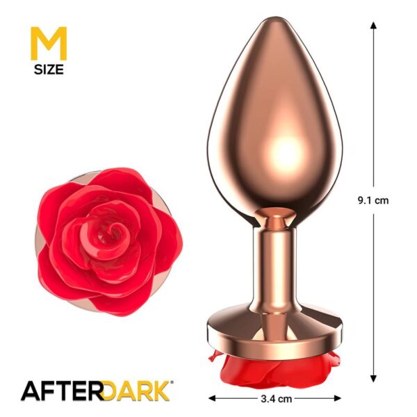 Rose Plug Anal Oro Rosa con Rosa Roja en la Base Talla M - Imagen 5